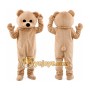 Tan Bear Mascot Costume with Custom Logo