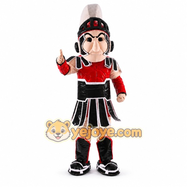 Red Roman Warrior Mascot Costume with Custom Logo