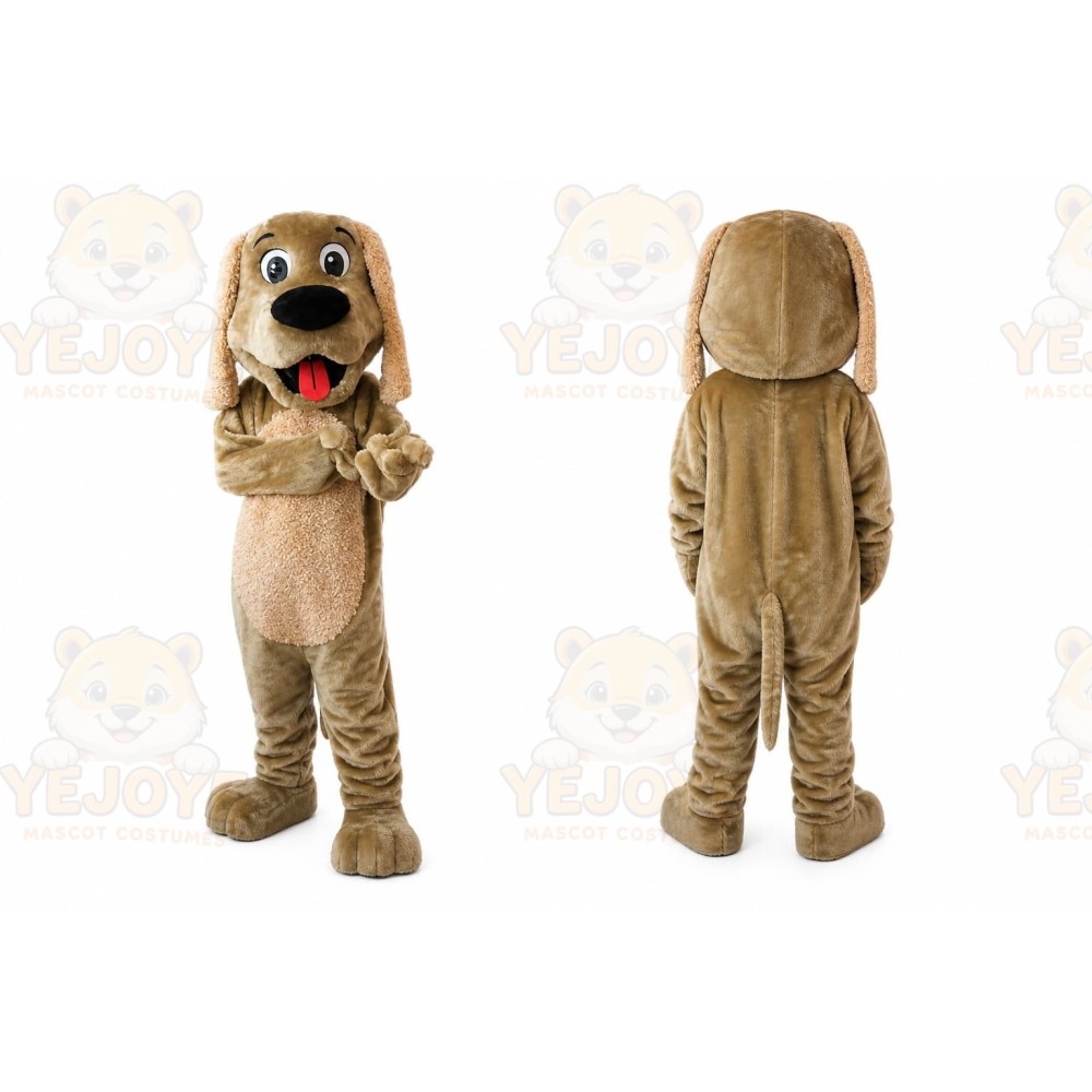 Tan Dog Mascot Costume with Custom Logo