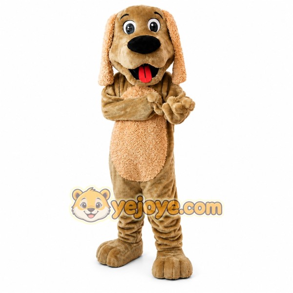 Tan Dog Mascot Costume with Custom Logo