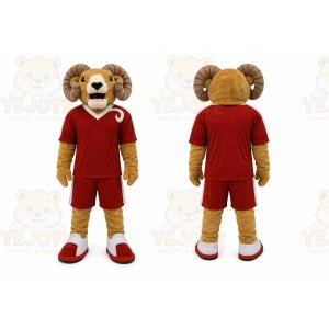Red Ram Mascot Costume with Custom Logo