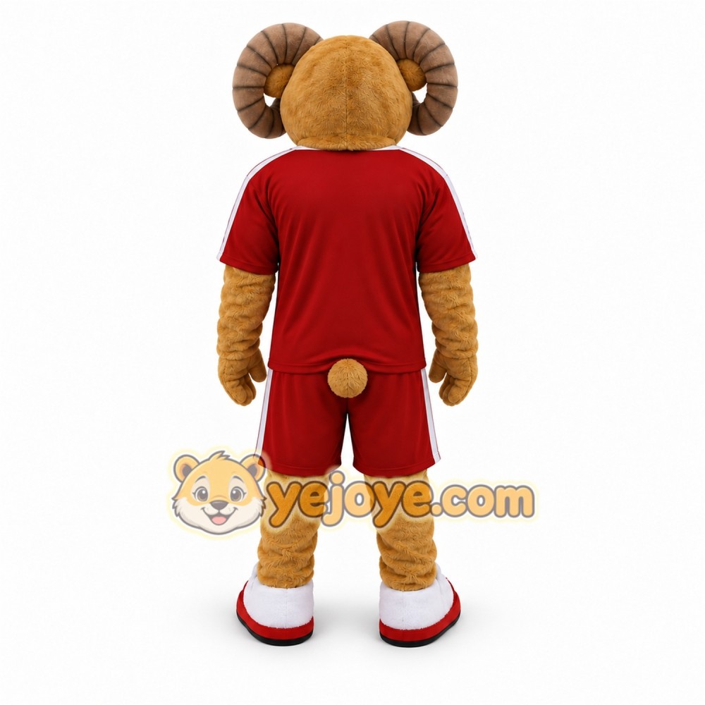 Red Ram Mascot Costume with Custom Logo Red Ram Mascot Costume with Custom Logo