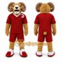 Red Ram Mascot Costume with Custom Logo
