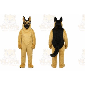Tan Dog Mascot Costume with Custom Logo