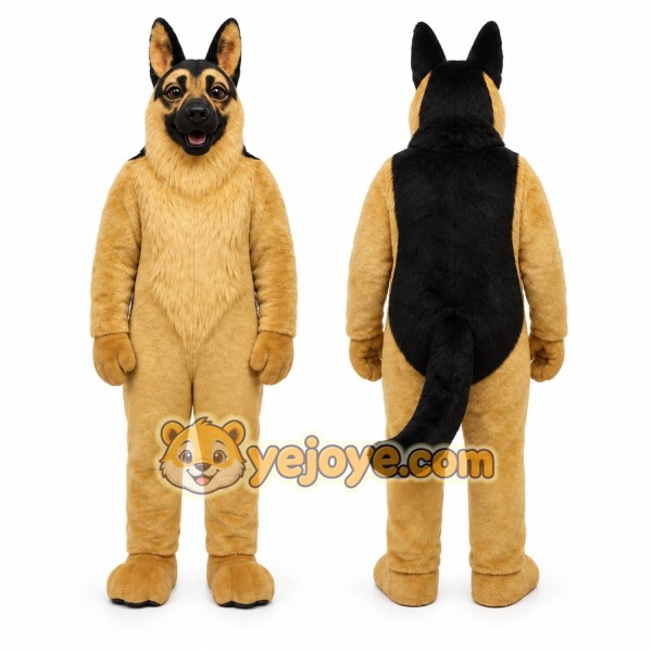 Tan Dog Mascot Costume with Custom Logo