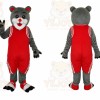 Gray Bear Mascot Costume with Custom Logo