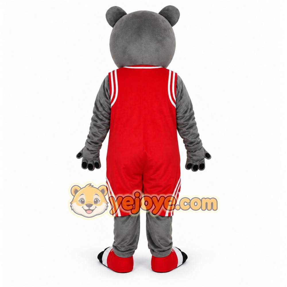 Gray Bear Mascot Costume with Custom Logo Gray Bear Mascot Costume with Custom Logo