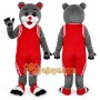 Gray Bear Mascot Costume with Custom Logo