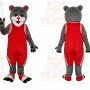 Gray Bear Mascot Costume with Custom Logo