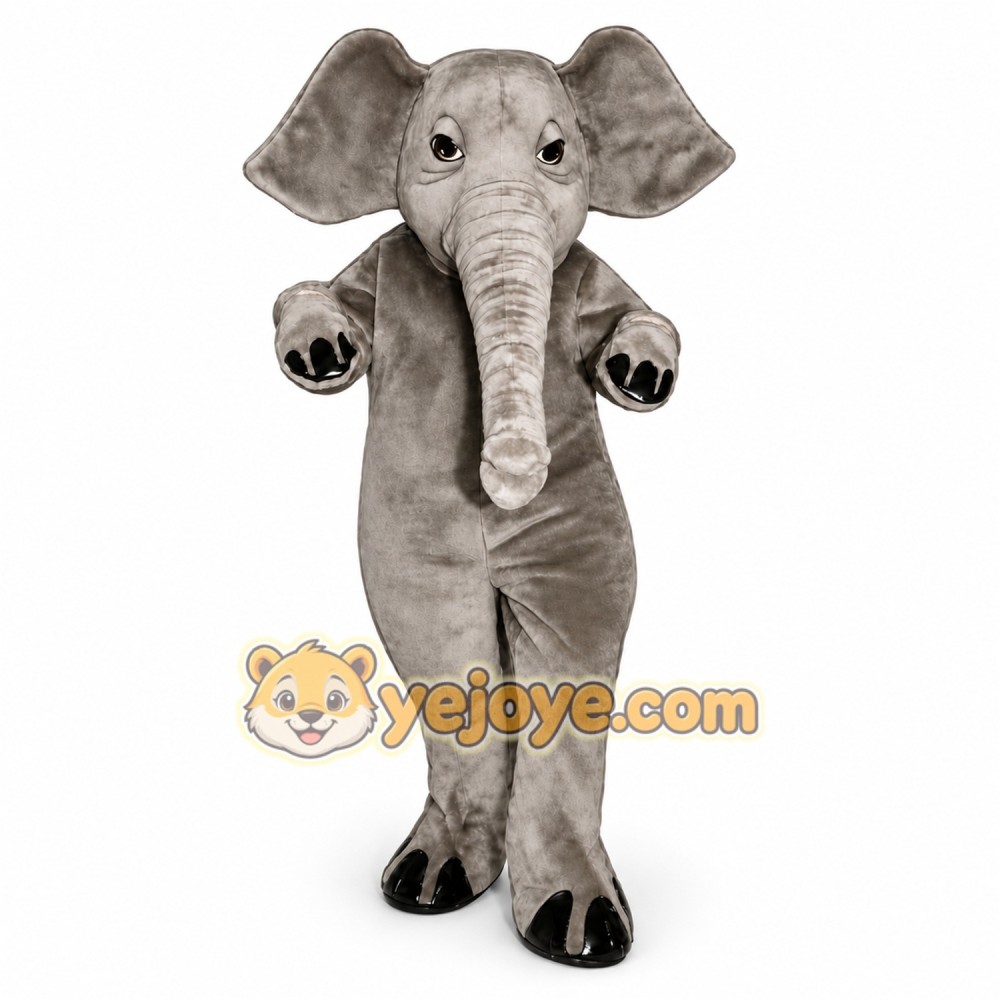 Gray Elephant Mascot Costume with Custom Logo Gray Elephant Mascot Costume with Custom Logo