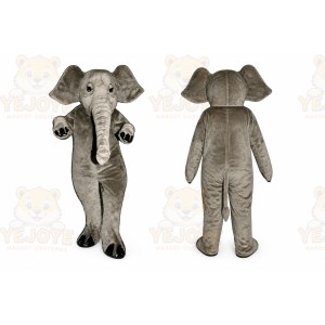 Gray Elephant Mascot Costume with Custom Logo