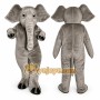 Gray Elephant Mascot Costume with Custom Logo
