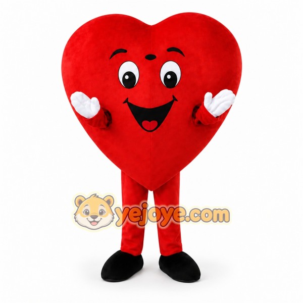 Red Heart Mascot Costume with Custom Logo