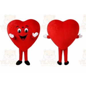 Red Heart Mascot Costume with Custom Logo