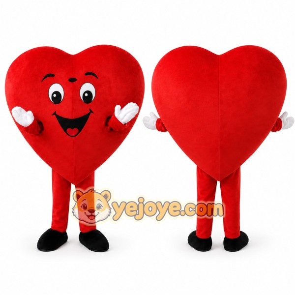 Red Heart Mascot Costume with Custom Logo