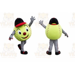 Yellow Ball Mascot Costume with Custom Logo
