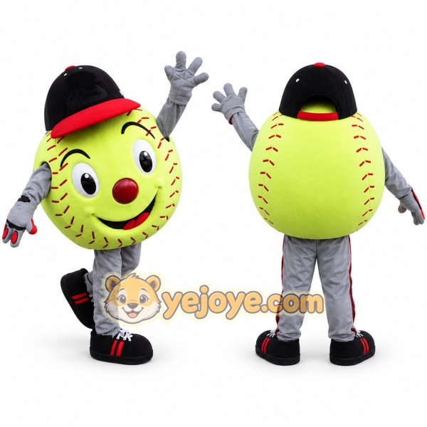 Yellow Ball Mascot Costume with Custom Logo