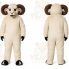 White Ram Mascot Costume with Custom Logo