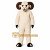 White Ram Mascot Costume with Custom Logo