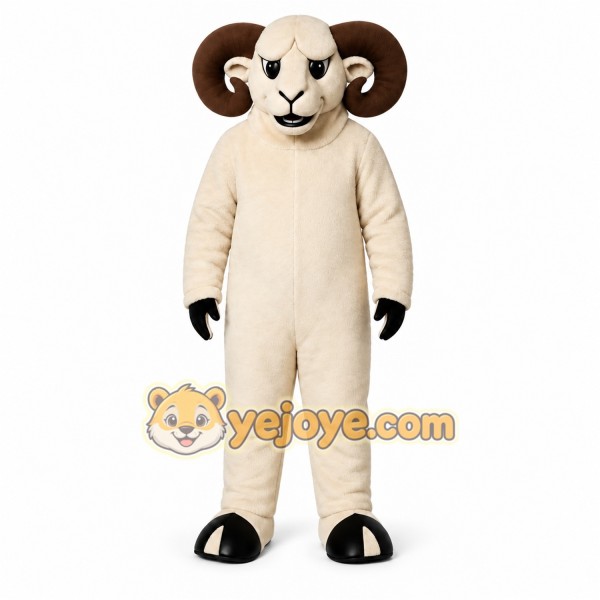 White Ram Mascot Costume with Custom Logo White Ram Mascot Costume with Custom Logo