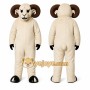 White Ram Mascot Costume with Custom Logo