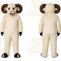 White Ram Mascot Costume with Custom Logo