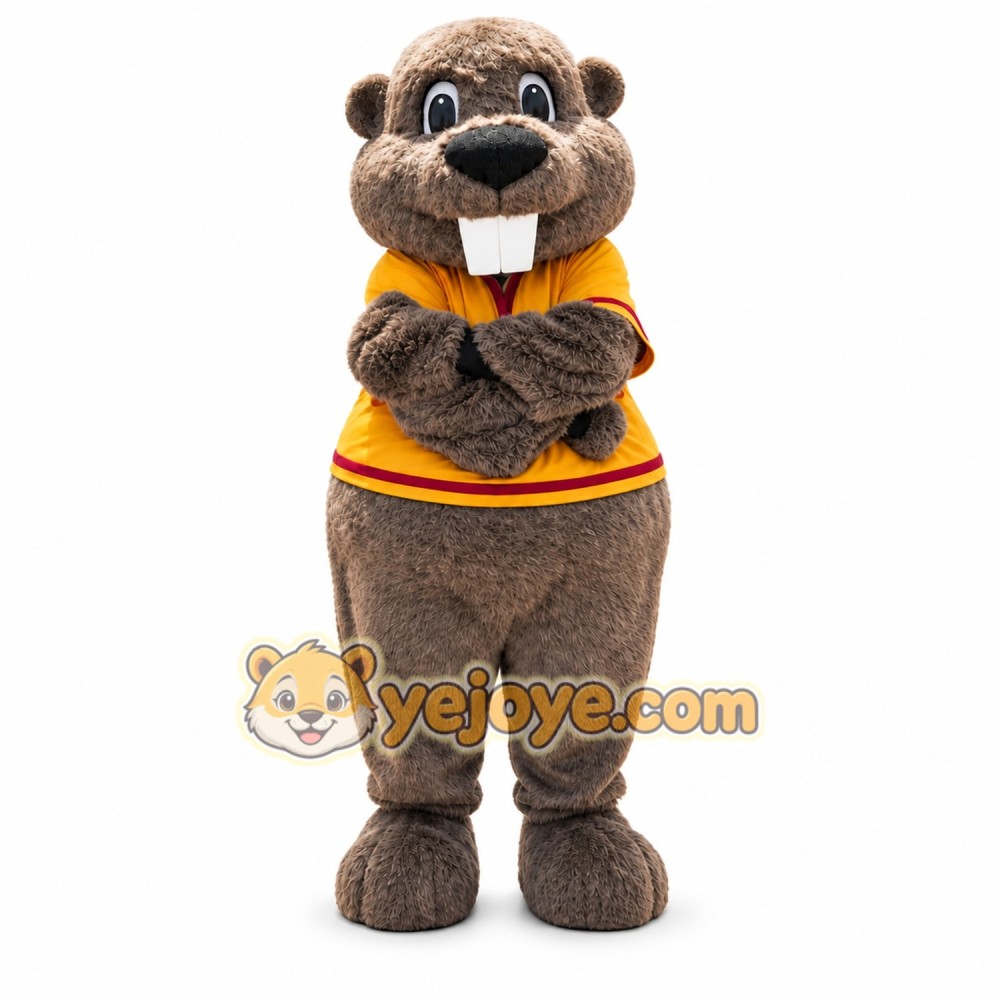Brown Beaver Mascot Costume with Custom Logo Brown Beaver Mascot Costume with Custom Logo