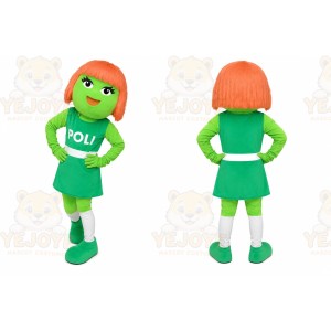 Green Alien Mascot Costume with Custom Logo