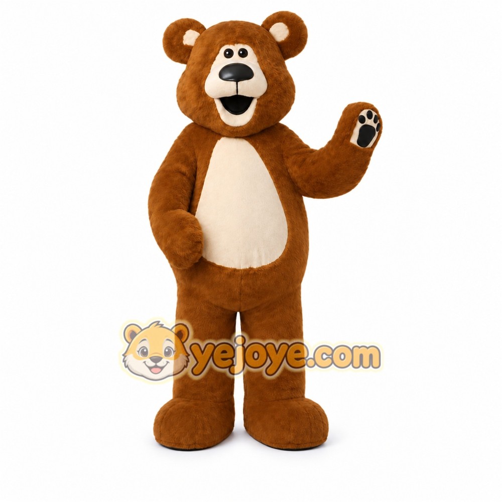 Brown Bear Mascot Costume with Custom Logo