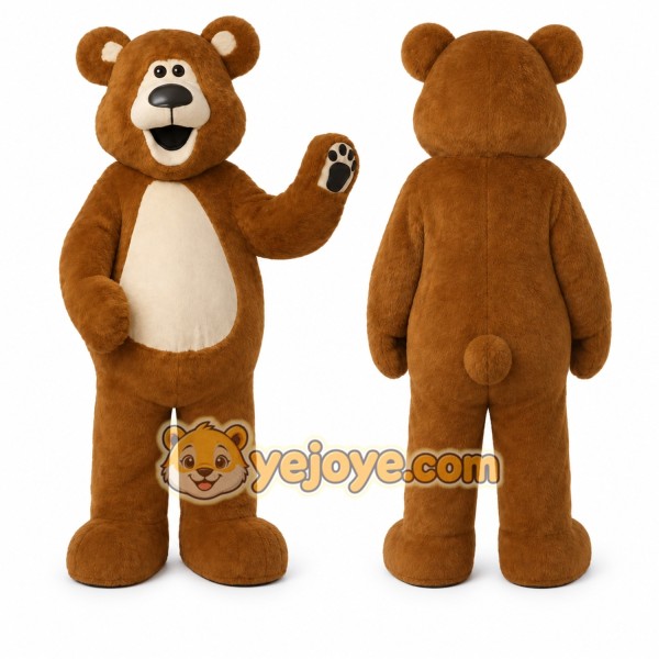 Brown Bear Mascot Costume with Custom Logo