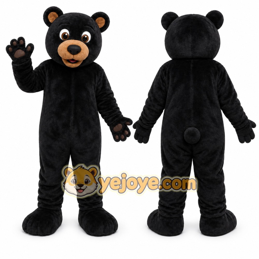 Black Bear Mascot Costume with Custom Logo Black Bear Mascot Costume with Custom Logo