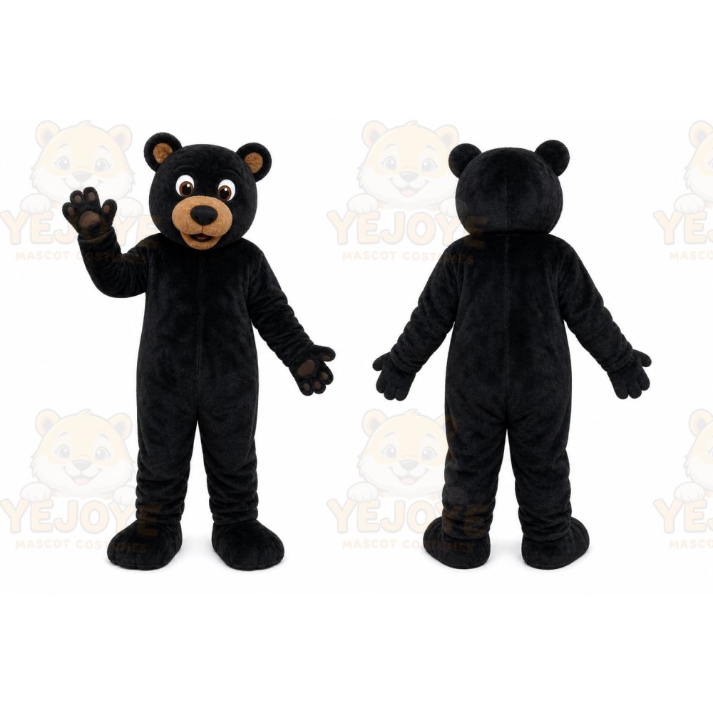 Black Bear Mascot Costume with Custom Logo