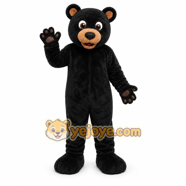Black Bear Mascot Costume with Custom Logo