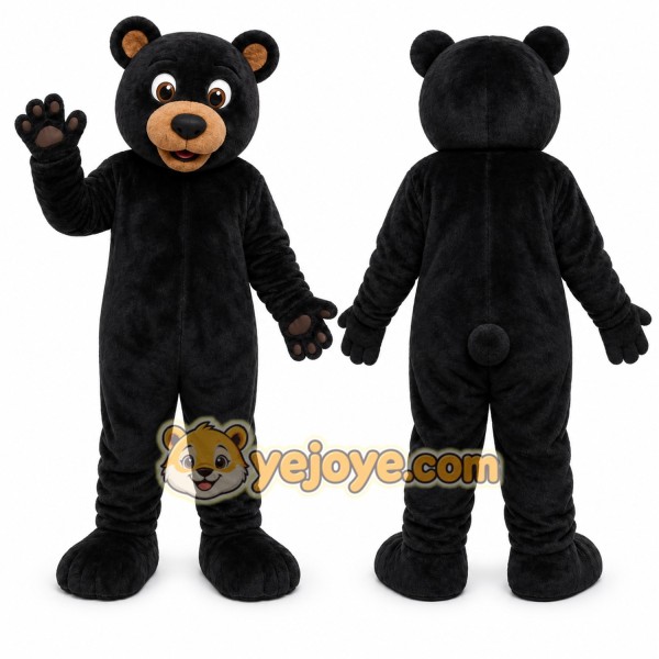 Black Bear Mascot Costume with Custom Logo