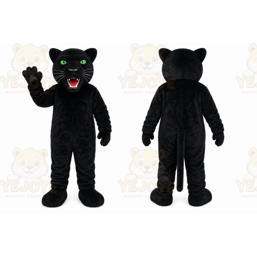 Black Panther Mascot Costume with Custom Logo
