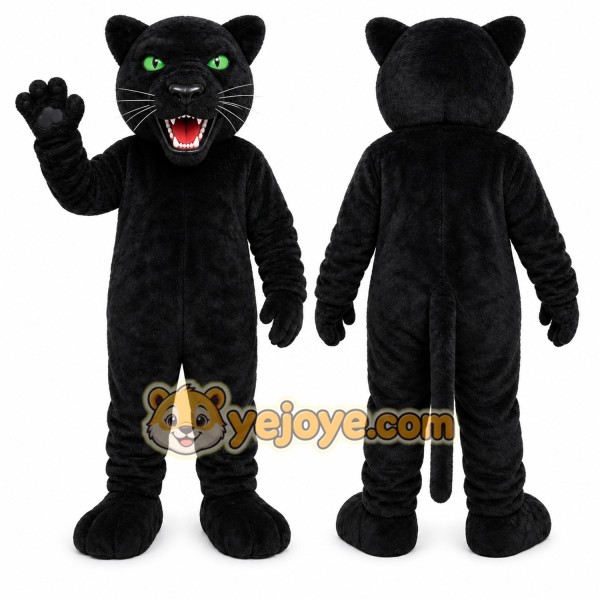 Black Panther Mascot Costume with Custom Logo