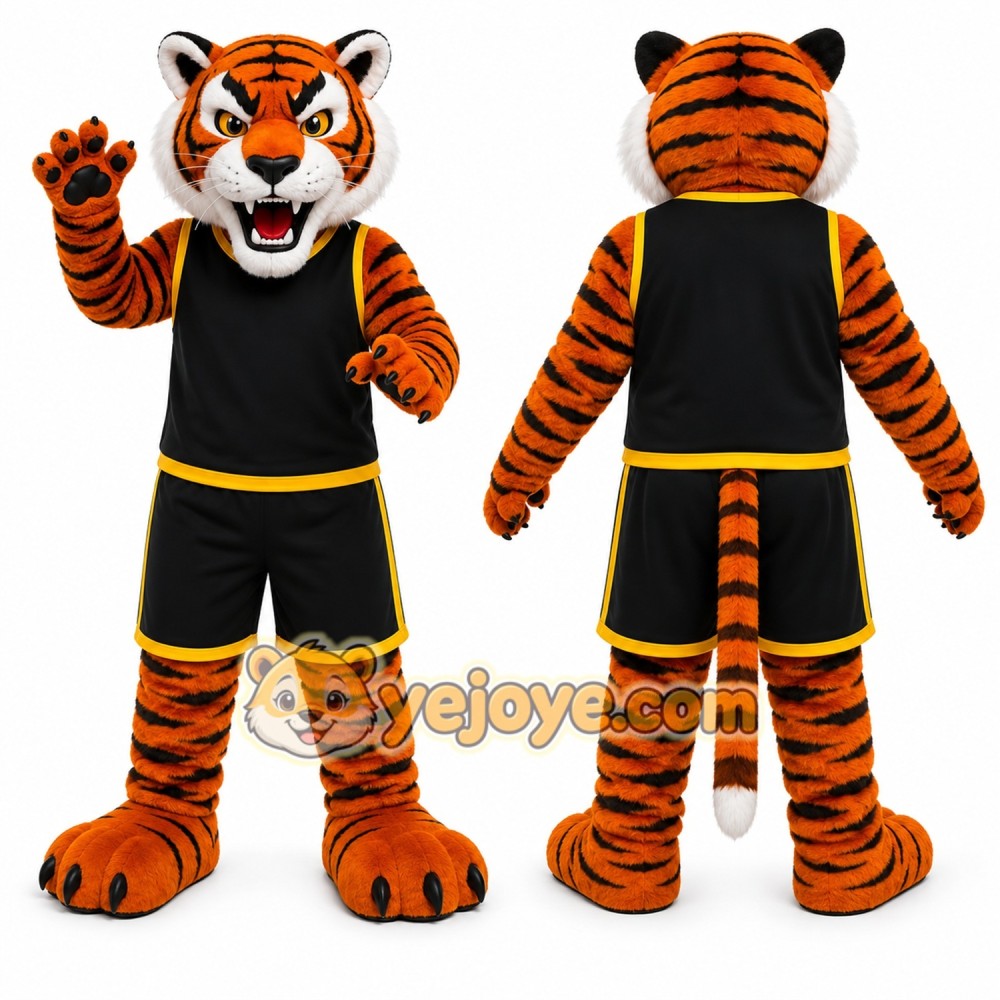 Orange Tiger Mascot Costume with Custom Logo Orange Tiger Mascot Costume with Custom Logo