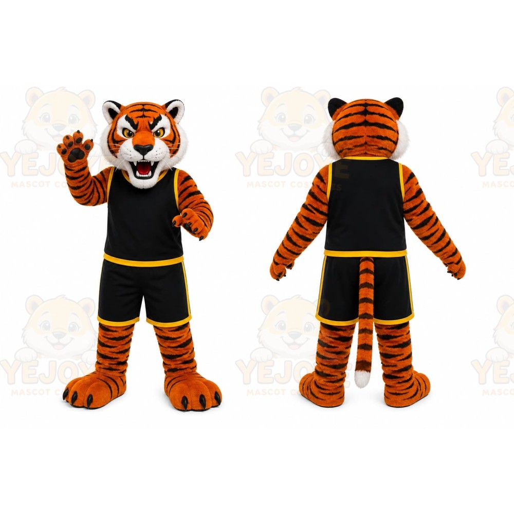 Orange Tiger Mascot Costume with Custom Logo