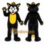 Black Cat Mascot Costume with Custom Logo
