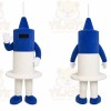 Blue Robot Mascot Costume with Custom Logo