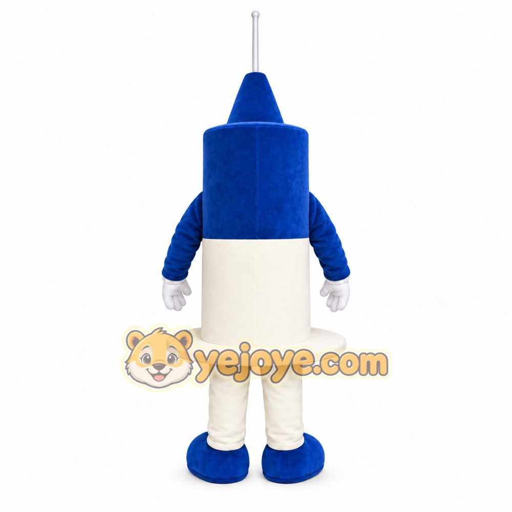 Blue Robot Mascot Costume with Custom Logo