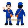 Blue Postman Mascot Costume with Custom Logo Blue Postman Mascot Costume with Custom Logo