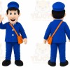Blue Postman Mascot Costume with Custom Logo
