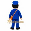 Blue Postman Mascot Costume with Custom Logo Blue Postman Mascot Costume with Custom Logo