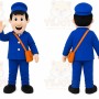 Blue Postman Mascot Costume with Custom Logo