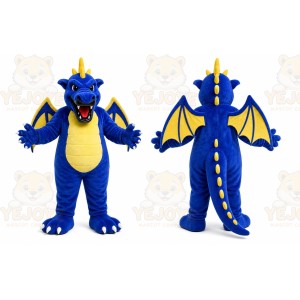 Blue Dragon Mascot Costume with Custom Logo