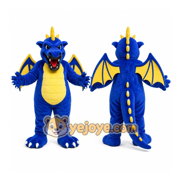 Blue Dragon Mascot Costume with Custom Logo