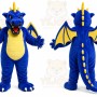 Blue Dragon Mascot Costume with Custom Logo