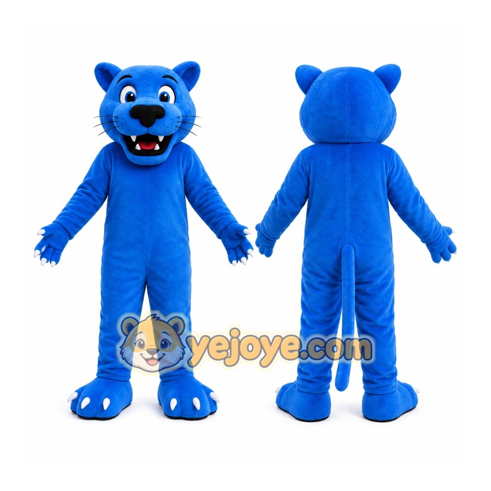 Blue Panther Mascot Costume with Custom Logo Blue Panther Mascot Costume with Custom Logo