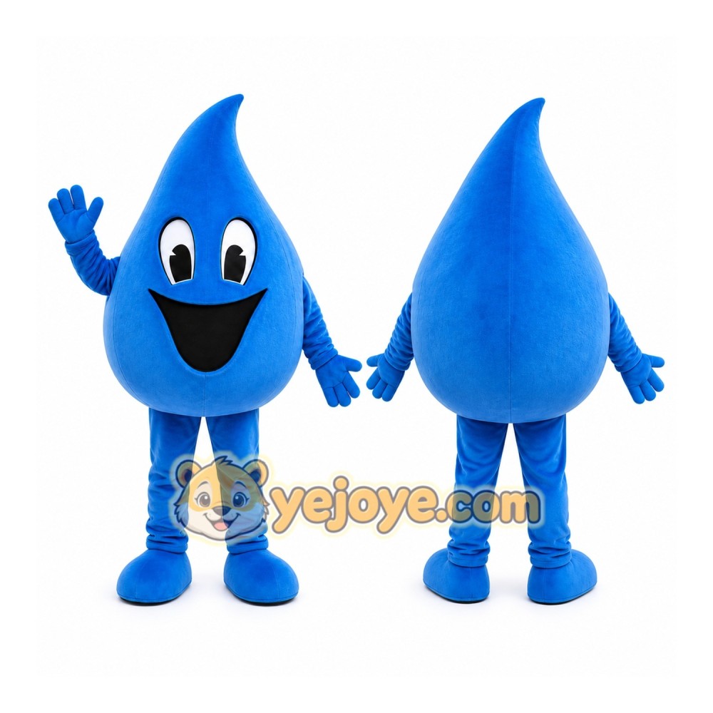 Blue Water Drop Mascot Costume with Custom Logo Blue Water Drop Mascot Costume with Custom Logo